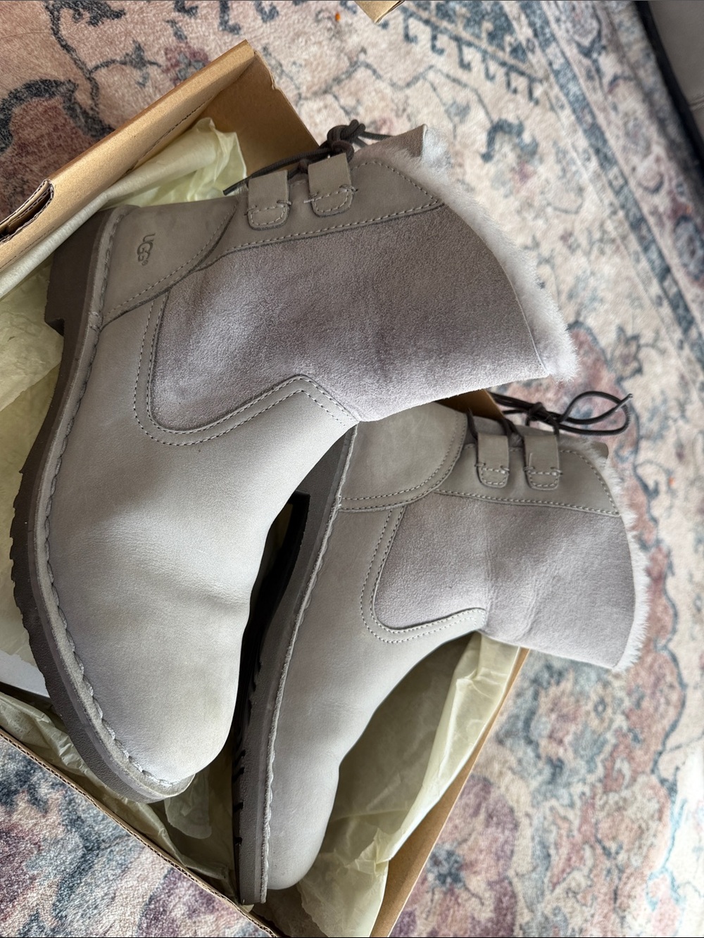 UGG Women Light Grey Suede Chukka Boots